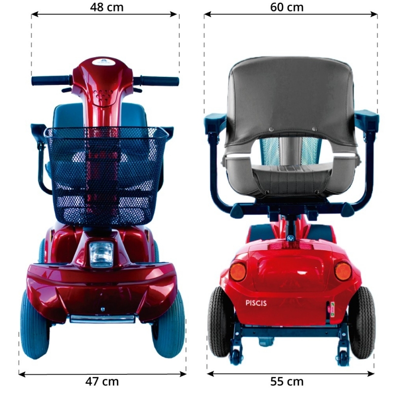 Scooter eléctrico para discapacitados MOBICLINIC 4 ruedas Premium  Desmontable Auton. 30 km 12V Burdeos Libra